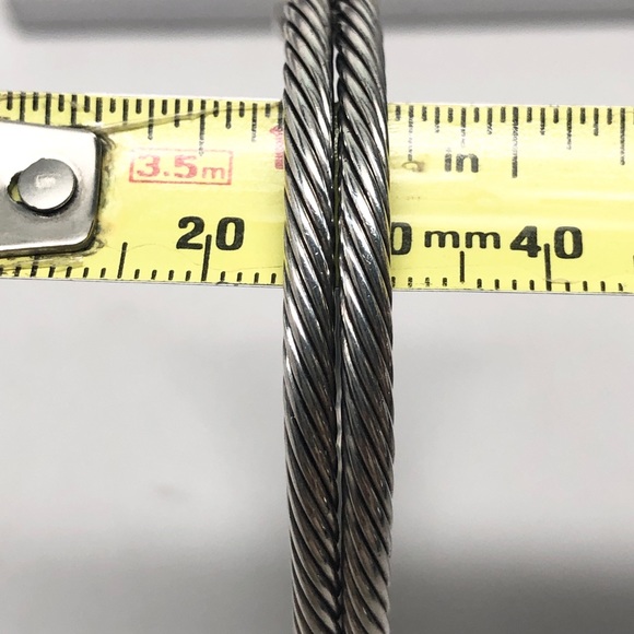 David Yurman Diamond X Double Cable Cuff Bracelet .925 / 18K - Picture 10 of 11